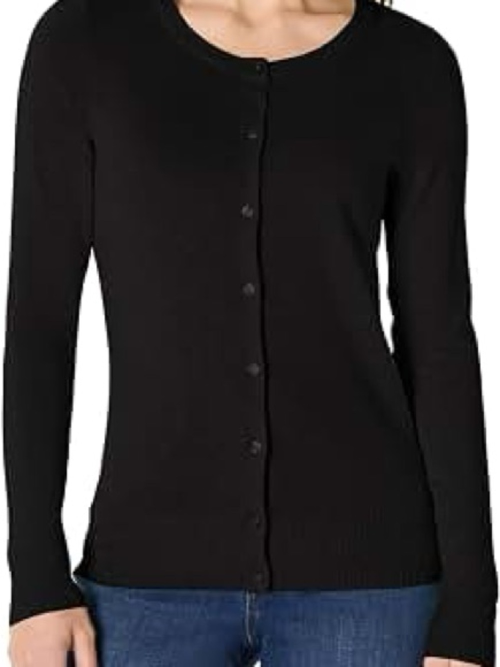 Classic Black Button-Front Women's Cardigan